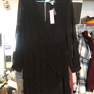Top Shop Black Asymmetrical Layered Dress